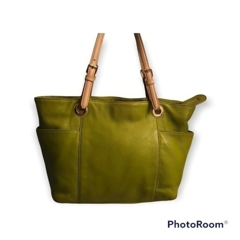 Michael kors lime green leather east west tote bag